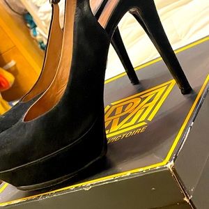 Pour La Victoire Used platform sling back pumps